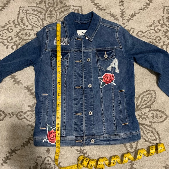 Abercrombie & Fitch kid girl Rose Patchwork Denim Jacket sz 13/14 (used) - Picture 4 of 7